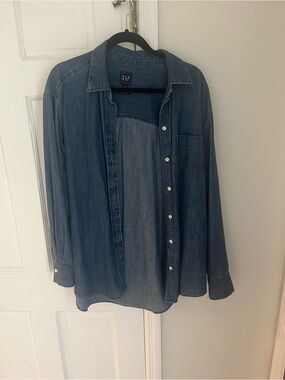 GAP Washed Denim Shirt Jacket - Light Blue